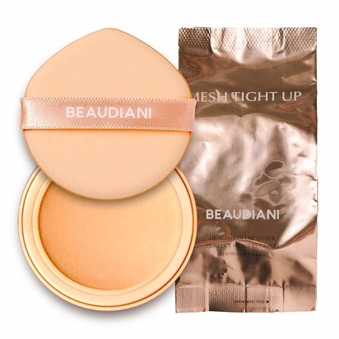 Mesh tight up cushion (01-Refill), light beige, Korean compact foundation, natural coverage, glow, sweat proof makeup, long lasting, all skin type