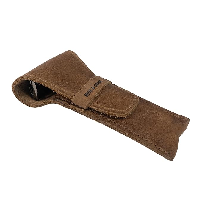 Hide & Drink, Leather Safety Razor Case, Shaving Accessories, Personal Care Essentials, Handmade Includes 101 Year Warranty (Single Malt Mahogany)