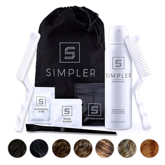 Simpler Hair Color Brown Black Mustache and Beard Upgraded Brush Kit with 3 Brushes Included for Precision Application - Gentle, Simple, and Reusable Beard Color for Men