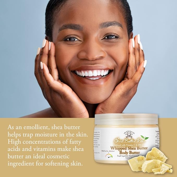 Yadain Raw Shea Butter | Whipped Shea Butter for Face and Body Moisturizing Natural Body Butter for Skin Hydration & Protection, 12oz