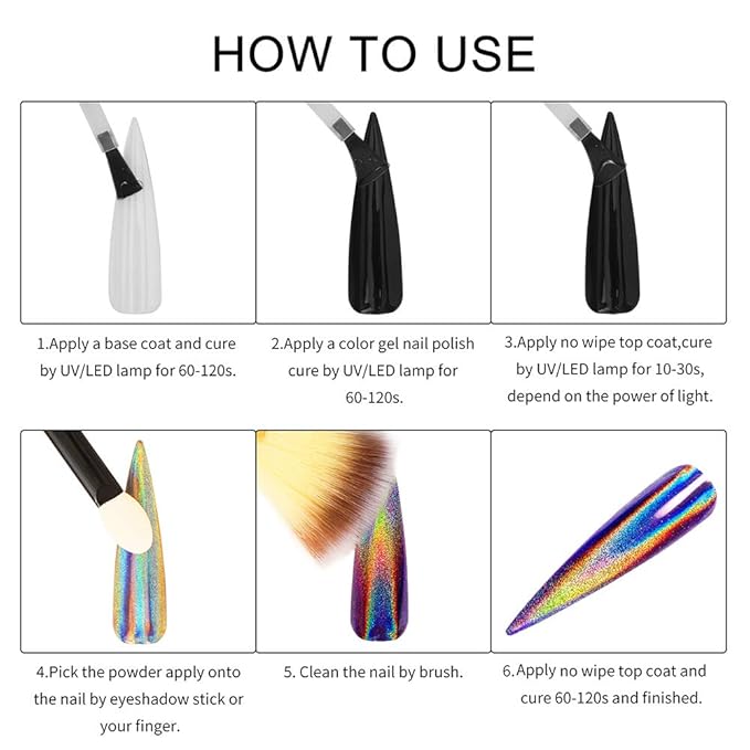 Artdone 23 Jars Chrome Nail Powder with Base& top Coat,Color Gel,Metallic Mirror Effect Holographic Chameleon Pigment 1g/Jar for Nail Art Gel Polish Mermaid Unicorn Dipping Powder