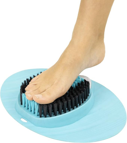 Vive Foot Scrubber for Use in The Shower - Feet Cleaner for Dead Skin with Pumice Stone - Massager and Brush Exfoliating - Callus Remover, Improve Circulation and Relieves Pain - Nonslip Suction Cups