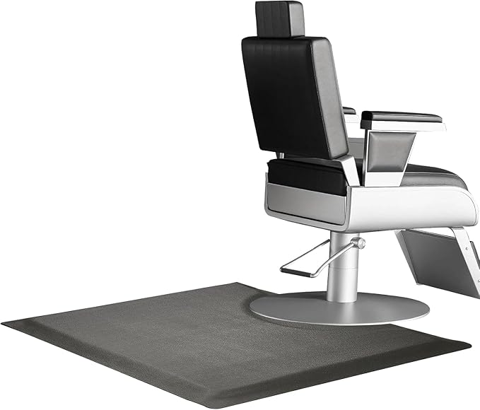 Crablux Salon Floor Mat Anti Fatigue for Stylist, 35.8"x27.9" Barber Floor Mats Black Hair Mats for Hairdresser Standing, 1/2" Thick Square Base for Salon Chair Barbershop Hairdressing Equipment