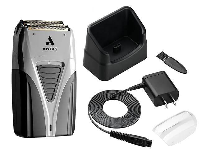 Andis TS-2 17255 Pro Foil Lithium Titanium Foil Shaver, Cord/Cordless, Smooth Shaving Cordless Shaver with Charger, Black