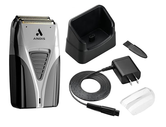 Andis TS-2 17255 Pro Foil Lithium Titanium Foil Shaver, Cord/Cordless, Smooth Shaving Cordless Shaver with Charger, Black