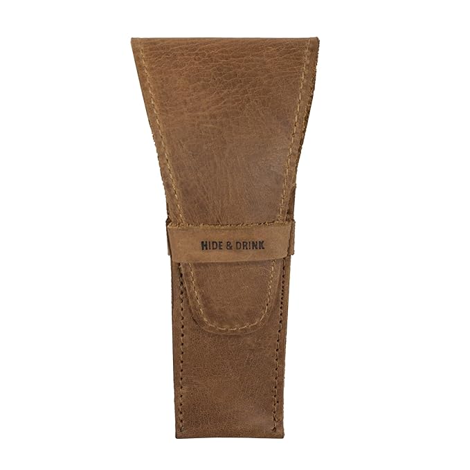 Hide & Drink, Leather Safety Razor Case, Shaving Accessories, Personal Care Essentials, Handmade Includes 101 Year Warranty (Single Malt Mahogany)