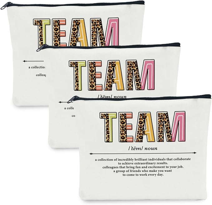 3 PCS Team Gifts for Employees Makeup Bag Team Appreciation Gifts for Employees Coworker Employee Gifts for Women Females Colleagues Staff Retirement Christmas Cosmetic Bag Travel Toiletry Bag