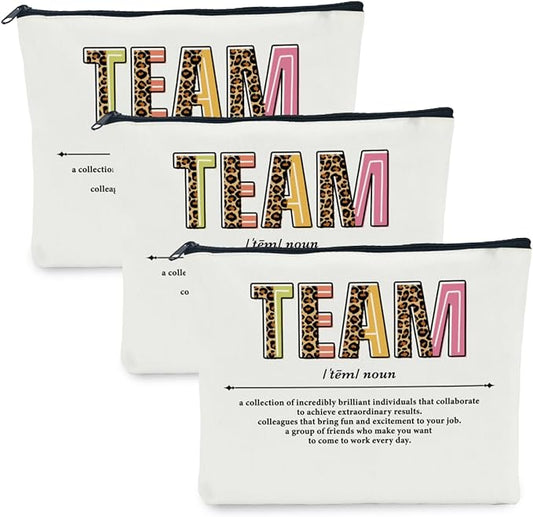 3 PCS Team Gifts for Employees Makeup Bag Team Appreciation Gifts for Employees Coworker Employee Gifts for Women Females Colleagues Staff Retirement Christmas Cosmetic Bag Travel Toiletry Bag