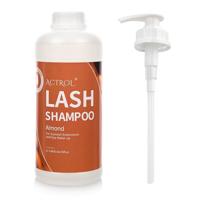 Eyelash Extension Cleanser Almond 1L Natural Lash Extension Shampoo Professional Eyelid Foaming Cleanser Paraben & Sulfate Free Non-lrritating with Salon and Home Care