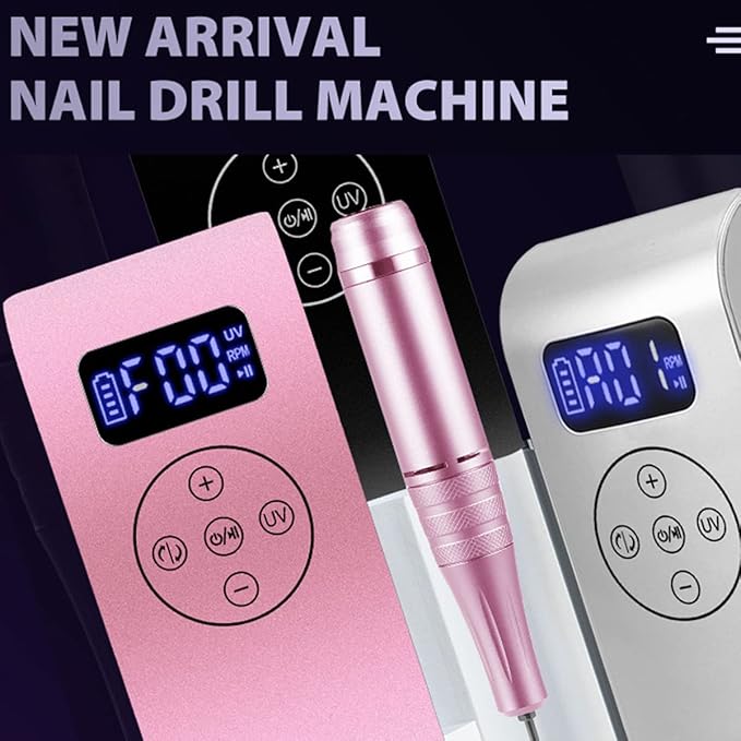 3 in 1 Portable Electric Nail Drill,Compact 35000 RPM Electrical Professional Nail File Kit, Nail Dryer UV Lamp Manicure for Acrylic, Gel Nails, Manicure Pedicure Polishing Shape Tools