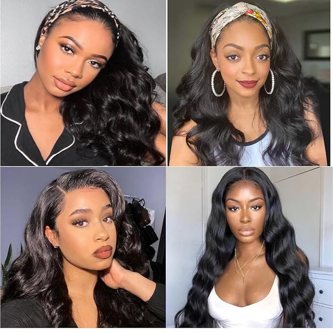 Natural Color Human Hair Body Wave Bundles #1B Body Wave Bundles 8a Grade Double Weft Brazilian Human Hair Soft and Silky for Black Women 22 24 26 Inch
