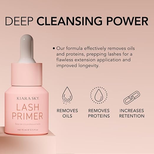 KIARA SKY LASH Lash Primer for Eyelash Extensions with Dropper | Odorless Pre-treatment Infused with Vitamin E | Remove Oils & Proteins | Increase Adhesive Bonding Power | Professional Use Only 15ml