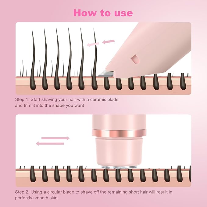 2025 New Glow Aura Bikini Shaver,Glowshave 2-in-1 Women's Body Shaver(Pink)