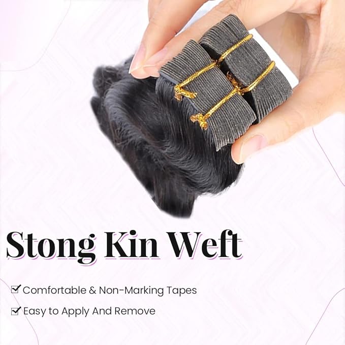 26 Inch Body Wave Tape In Hair Extensions Human Hair for Women Curly Wavy Tape On Extensions Double Side Remy Hairs Skin Weft Invisible Tapes 40pcs 100 Gram Virgin Human Hairs