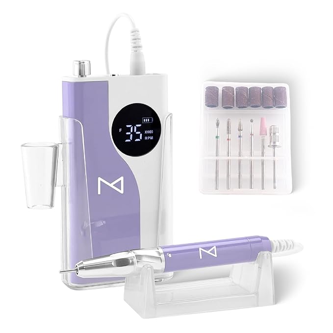 M - Ying Yang Brushless Nail Drill - Gift for Her - 35K RPM Wireless Powerhouse, 85w, Aluminum Alloy Shell, Ultra Quiet Operation for Smooth Precision Nail Art (Violet)