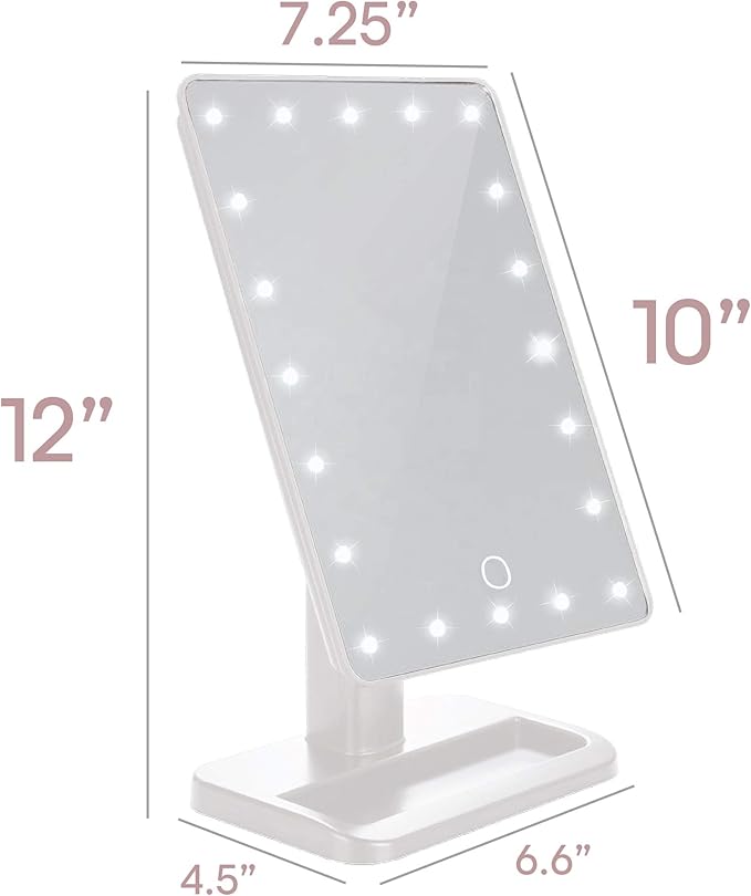 Aduro Vanity Mirror Makeup Mirror With Lights And Wireless Speaker, U-Reflect Beauty LED Wireless Swivel Smart Home Audio Mirror With Tray (White)