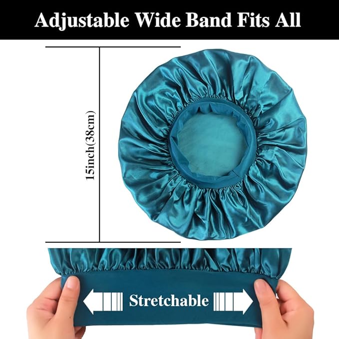 12pcs Large Satin Bonnets for Sleeping, Silky Hair Bonnet for Black Women Braid Curly Hair