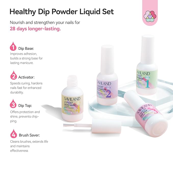 SAVILAND Advanced Dip Powder Nail Kit with Nail Drill: 28 Days Long-lasting 20 Color Pink Nude Dip Nails Powder Starter Kit Dipping Powder Liquid Set Dip Base Top Activator Brush Saver French Nail Art