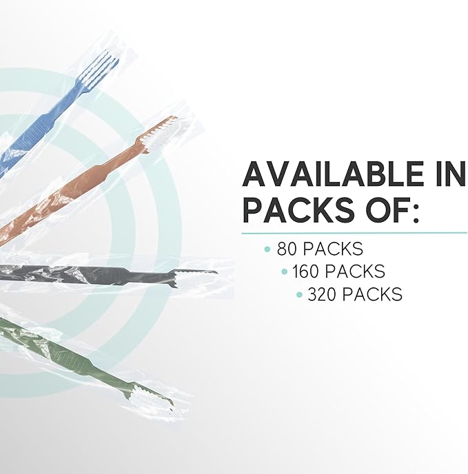 80 Prepasted Disposable Toothbrushes Individually Wrapped - Single Use Pre Pasted Disposable Toothbrushes with Toothpaste Built In - Waterless Toothbrush for Travel, Airbnb Guests, Hotel, & Camping