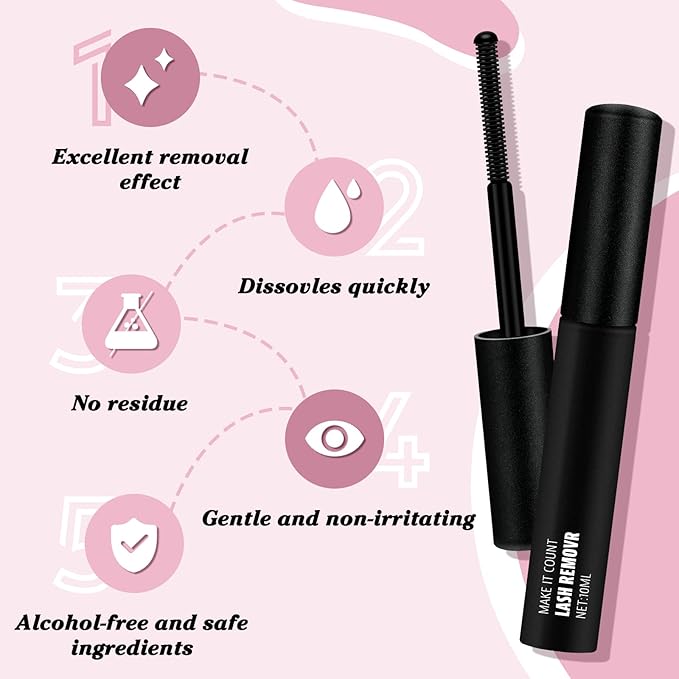 Cluster Lash Glue Remover 10 ML Lash Remover DIY Eyelash Extension Remover Eye Makeup Cleanser, Easy Removal of Cluster Eyelashes Gentle Soothing Nourishing Self-Use Oil Texture 10ML