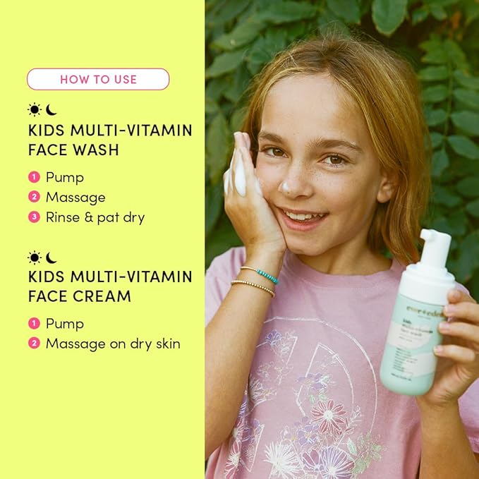 Evereden Kids Happy Face Duo (Melon Juice) - Multi-Vitamin Kids Face Wash & Kids Face Cream Set - Clean & Vegan Skin Care for Kids 3+ - Moisturizing, Nourishing, & Protective Kids Skin Care Set