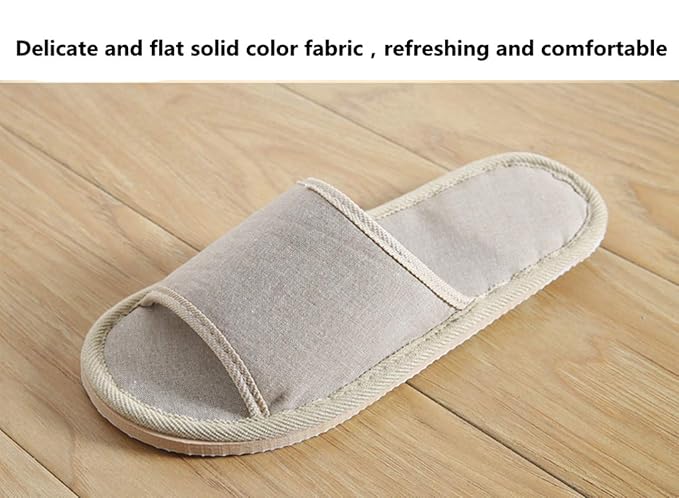 6 Pair of Open Toe Breathable Slippers,Solid Color Casual Slippers,Spa Slippers for Guests, Hotel, Travel, Unisex Universal Size Washable (6 gray medium size)