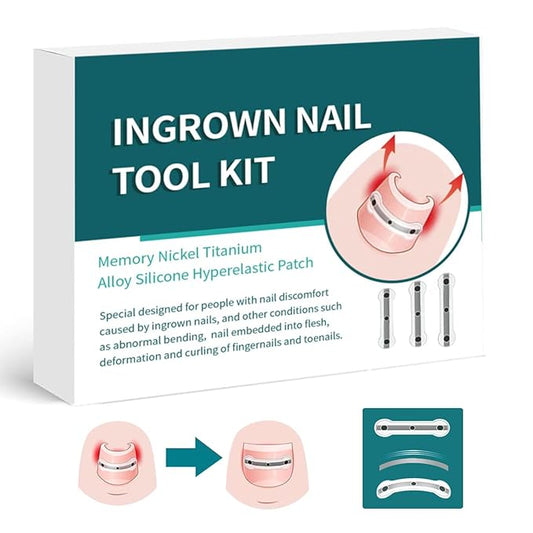 Titanium Alloy Silicone Ingrown Correction Tool Kit,Ingrown Toenail Treatment,Ingrown Toenail Removal Kit,Designed for Ingrown Nail Repair, nail Corrector, Cuttable Applicable to most sizes,reusable