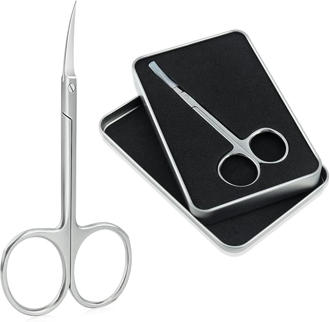 Cuticle Scissors for Women and Men Curved Stainless Steel with Tip Grooming Blades Manicure Nail for Dry Skin Nail Scissors (2)