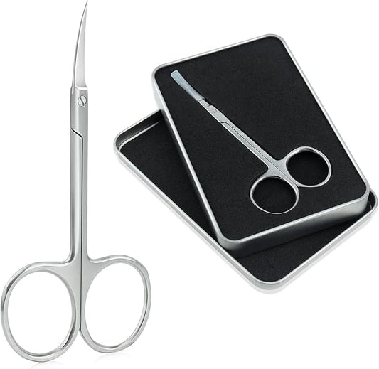 Cuticle Scissors for Women and Men Curved Stainless Steel with Tip Grooming Blades Manicure Nail for Dry Skin Nail Scissors (2)