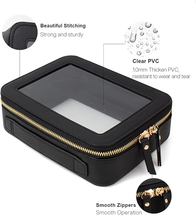 Clear Makeup Bag, Small Makeup Bag TSA Approved Toiletry Bag Cosmetic Travel Bag Cute Makeup Bag Organizer Makeup Case Pouch Car Essentials for Women Men