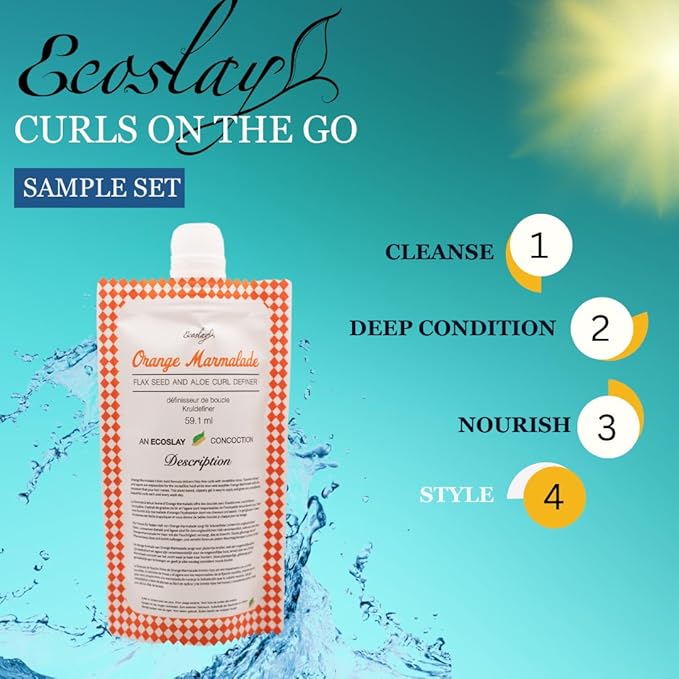 Ecoslay Curls-on-the-go Sample Set - Travel Size Curly Hair Products Set - TSA Approved Curly Hair Travel Size Products - Perfect Curly Hair Gift Set
