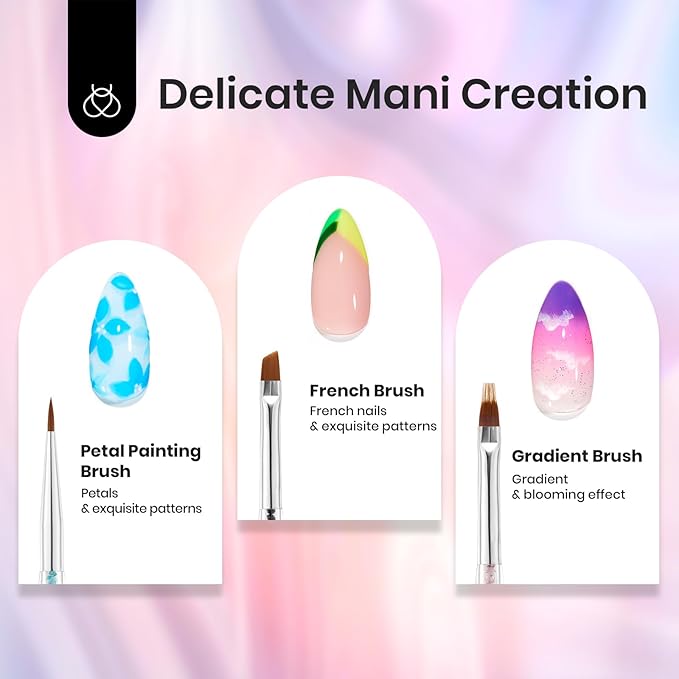 Beetles Nail Art Brushes, 8pcs Double-headed Nail Art Tool Set, Nail Dotting Tools, Striping Nail Art Brushes for Lines, Nail Drawing Pen with Bow knot Stickers Gift for Women