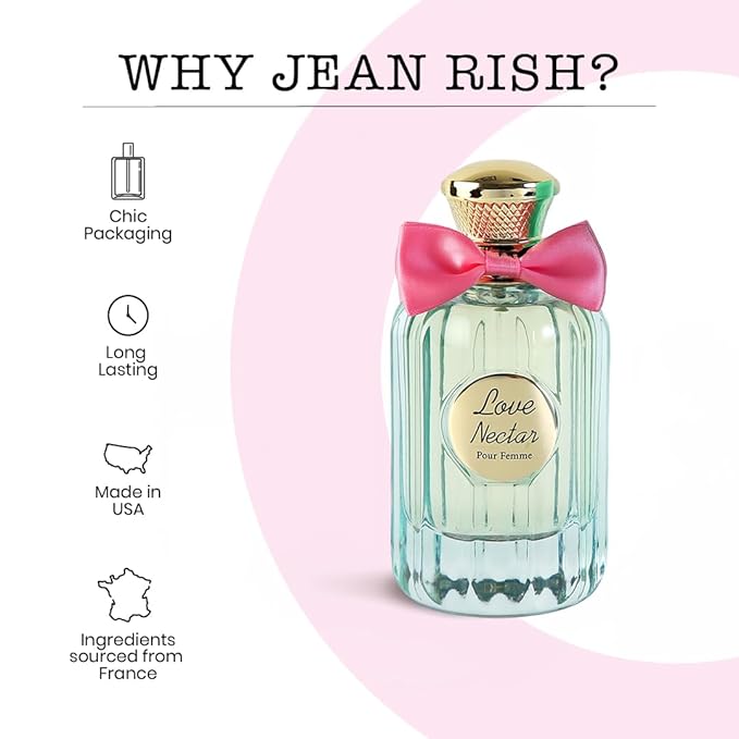 Jean Rish Love Nector Eau De Parfume for Women (3.4 Fl Oz / 100ml) with Black Currant, Jasmine & Vanilla Notes - Long Lasting and Luxury Fragrance