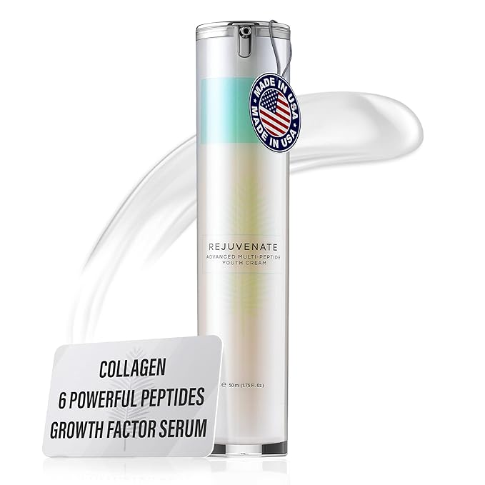REJUVENATE Growth Factor Cream - Ultimate Hydrating Face Cream Moisturizer, Multi-Peptide Cream w/Collagen Stimulators for Firm, Youthful Skin - Diminish Fine Lines, Wrinkles & Dark Circles, 50ml
