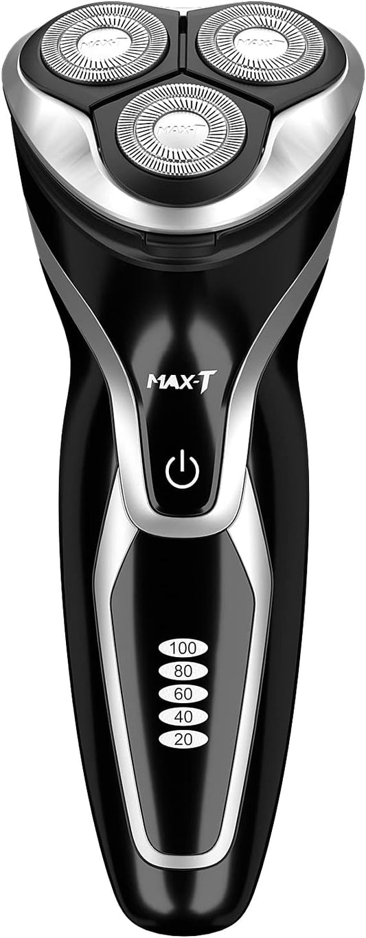 MAX-T Men Electric Razor, Rechargeable Wet & Dry Rotary Electric Shaver for Men (Black)