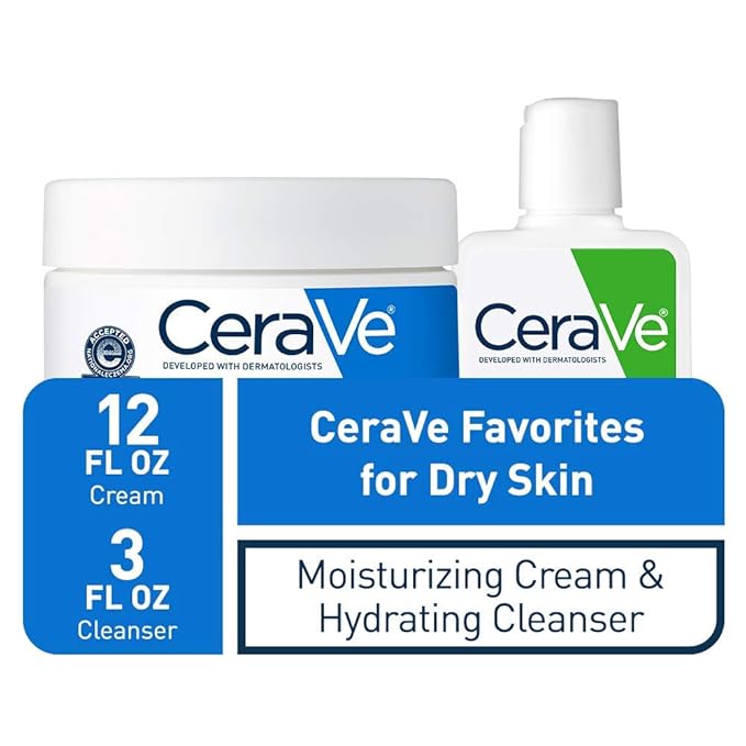 CeraVe Moisturizing Cream and Hydrating Face Wash Trial Combo, 12oz Cream + 3oz Travel Size Cleanser