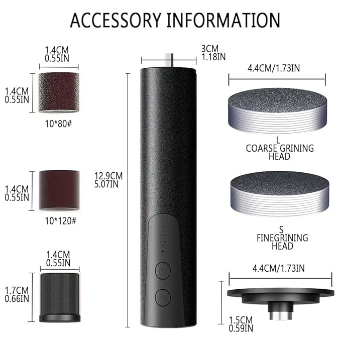 Cordless Electric Callus Remover for Feet with Nail File Sander 2 in 1 Rechargeable Foot File Grinder for Dead Skin Crack Dry Calluses with Sandpaper Disk 6 Speed Adjustable