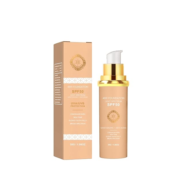 Biology 4-in-1 Foundation Hydrating Medium Spectrum Full Coverage Lotion Foundation, Protecting from Sun with SPF 50+, 4 1 Concealer Waterproof Longwear (Light, 1 FL OZ)