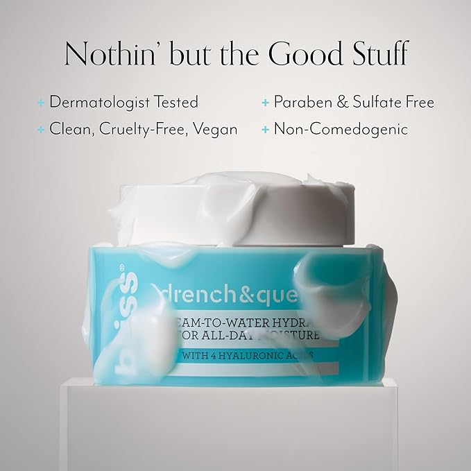 Bliss Drench & Quench Hydrating Duo: Serum + Moisturizer with 4 Types of Hyaluronic Acid for Intense Hydration - Lightweight, For All Skin Types - Clean, Vegan, Cruelty-Free
