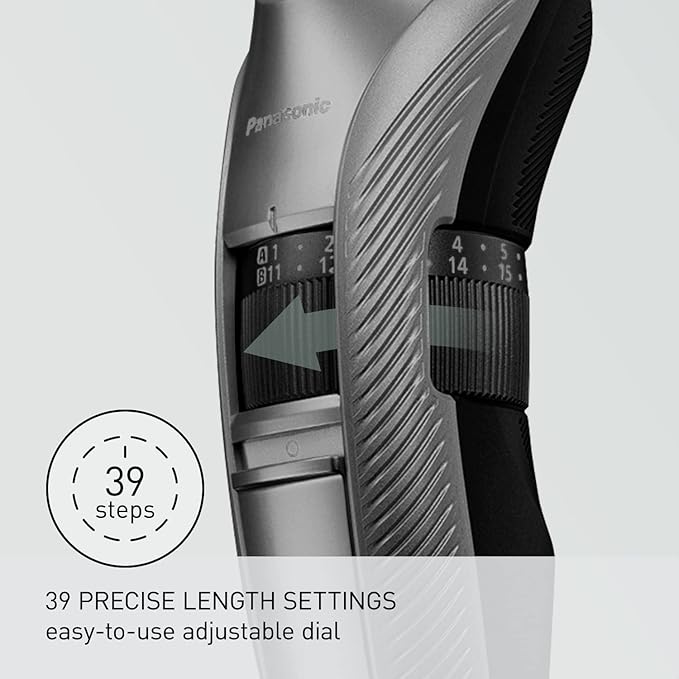 Panasonic Performance Hair Clippers with 2 Attachments and Adjustable Length Settings, Corded or Cordless Trimmer for Hair and Beard - ER-GC63-H (Silver)