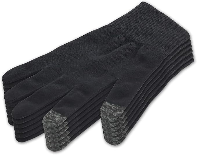 Donfri 6 Pairs Cotton Moisturizing Gloves Men Touchscreen Fingers for Eczema Dry Hands Hand Care Overnight Moisturizing (Medium-Black)