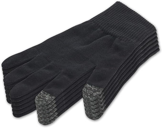 Donfri 6 Pairs Cotton Moisturizing Gloves Men Touchscreen Fingers for Eczema Dry Hands Hand Care Overnight Moisturizing (Medium-Black)