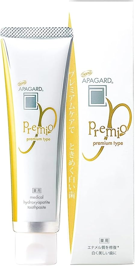 APAGARD® PREMIO, Sangi's Nano-Hydroxyapatite Toothpaste for Naturally Whiter Teeth, No Fluoride, For family use, 105g / 3.7 Oz, Double Mint, Pack of 2