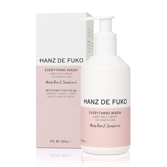 Hanz de Fuko Everything Wash for Body, Hair & Face – All-in-One Soap & Shampoo, Safe for Sensitive Skin – Suitable for Men, Women & Kids – Minty Rum & Sandalwood, 8 oz.