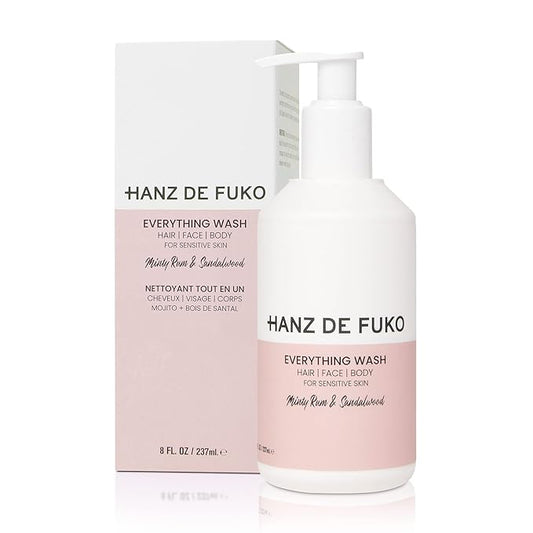 Hanz de Fuko Everything Wash for Body, Hair & Face – All-in-One Soap & Shampoo, Safe for Sensitive Skin – Suitable for Men, Women & Kids – Minty Rum & Sandalwood, 8 oz.
