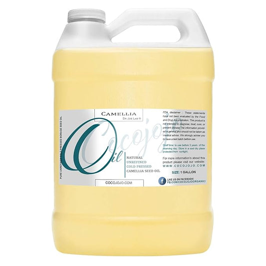 Dr Joe Lab Camellia Seed Oil 128 oz Pure Natural Cold Pressed Unrefined Extra Virgin Camellia Oil 1 Gallon - for Hair Skin Body Nails and Beard - Moisturizing, Soothing, Hydrating, & Nourishing