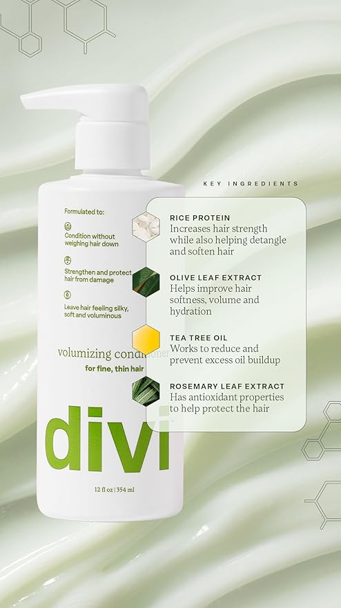 Divi Volumizing Shampoo and Conditioner Set for Women and Men - Lightweight Hair Care Duo for Fine and Thinning Hair - Adds Volume, Lift, and Bounce - Strengthens and Nourishes Hair, 2 x 12 Fl Oz