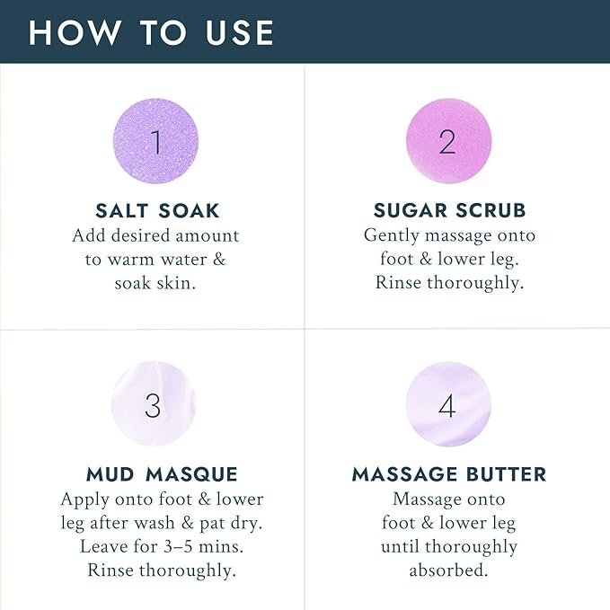 VOESH Pedi in a Box 4 Step Jasmine Soothe - 3 Pack, Home Pedicure Kit, Pedicure Supplies, Pedi Kit, DIY Pedi, Foot Treatment, Spa Pedicure, Foot Spa