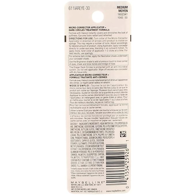 Maybelline Instant Age Rewind Eraser Dark Circles Treatment Concealer, Medium .2 oz (Pack of 4)