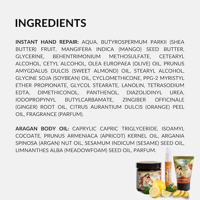 Wild Ginger & Sweet Orange Bundle: Instant Hand Repair (3 oz), Mini Instant Hand Repair (1 oz), Argan Body Oil (0.27 oz)